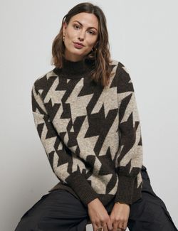 Hudson knit pullover Brown/Sand - A-view