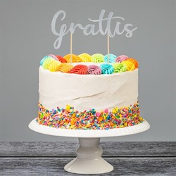 Kaketopp "grattis" sølv