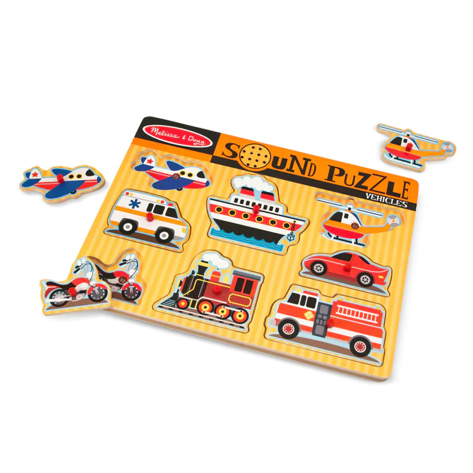 Kjøretøy Sound Puslespill - 8 Brikker Kjøretøy - Melissa & Doug