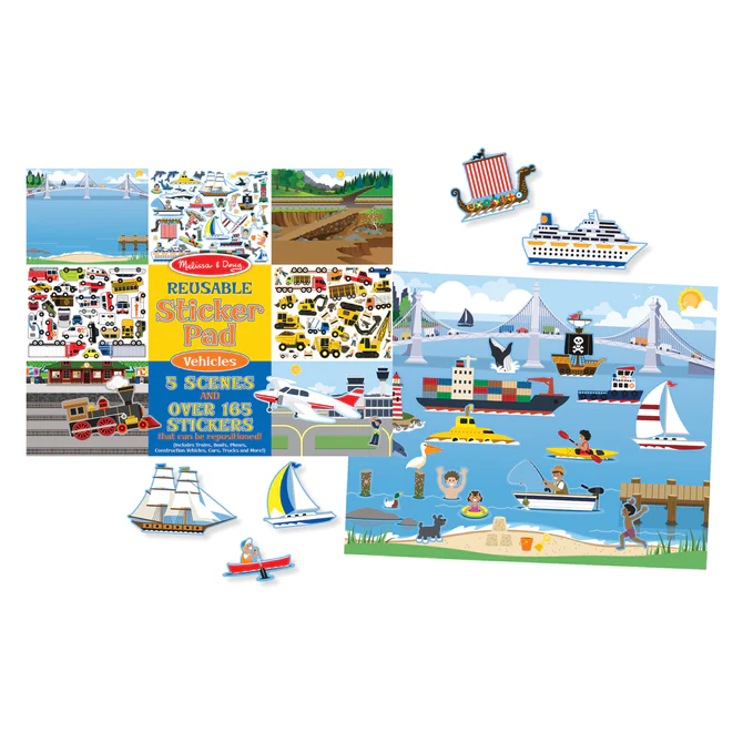 Gjenbrukbar klistremerkepute - Kjøretøy Kjøretøy - Melissa & Doug