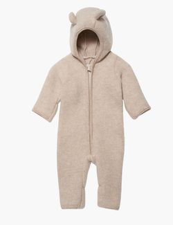 Pram Suit Ears Soft Wool Beige - Huttelihut