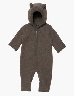 Pram Suit Ears Soft Wool Brun - Huttelihut