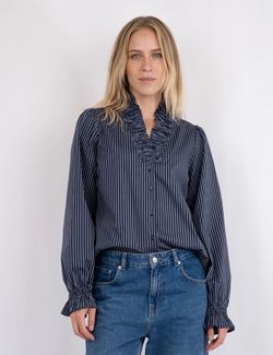 Brielle Multi Stripe Blouse DARK NAVY - Neo noir