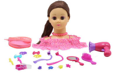 HF FRISØRDUKKE BRUNT HÅR Frisørhode - happy friend