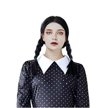 Sort parykk med fletter