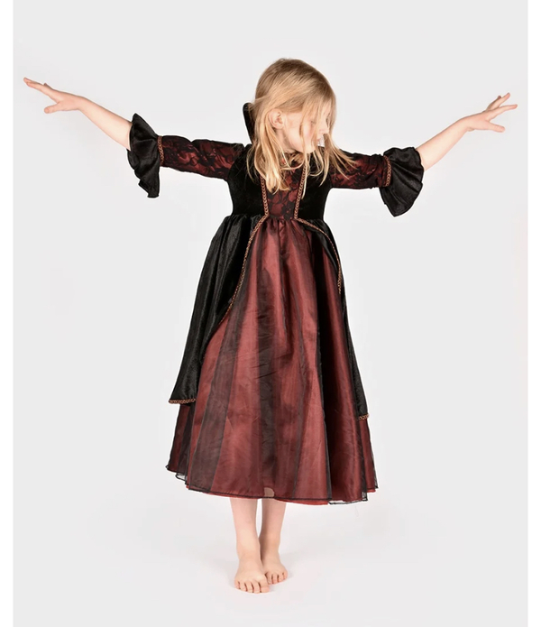 Den gode feen Vampyrkjole sort/rød 10-12 år
