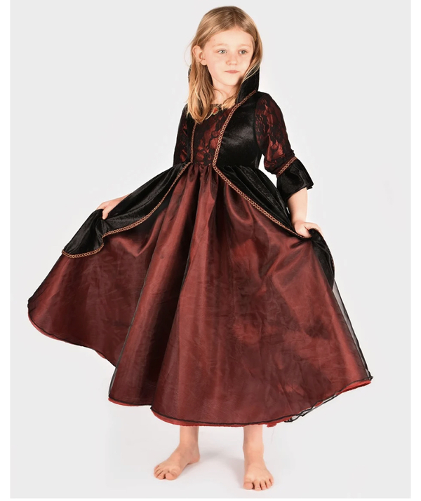 Den gode feen Vampyrkjole sort/rød 10-12 år