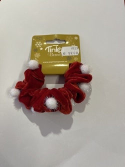 SCHRUNCHIE M/HVITE POM POMS  SCHRUNCHIE M/HVITE POM POMS  - Tinka