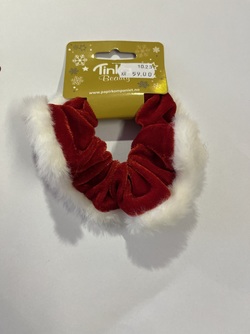 SCHRUNCHIE RØD MED HVIT KANT  SCHRUNCHIE RØD MED HVIT KANT TINKA - Tinka