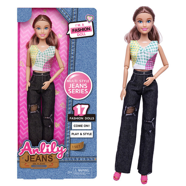 Anlily med jeans, brunette