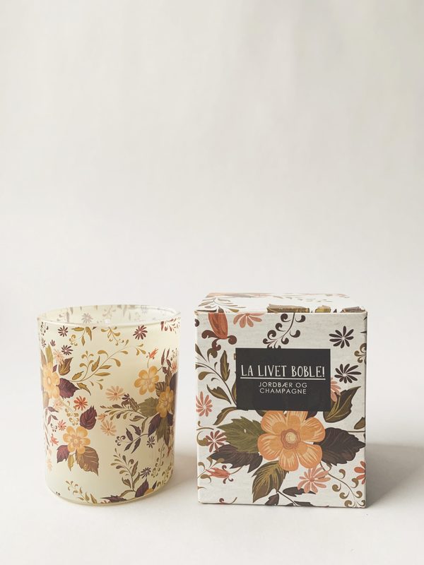 Duftlys I Gaveeske 6x7cm “La Livet Boble” – Jordbær Og Champagne