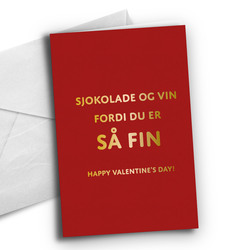 Valentine's day kort Sjokolade og vin - Happystar