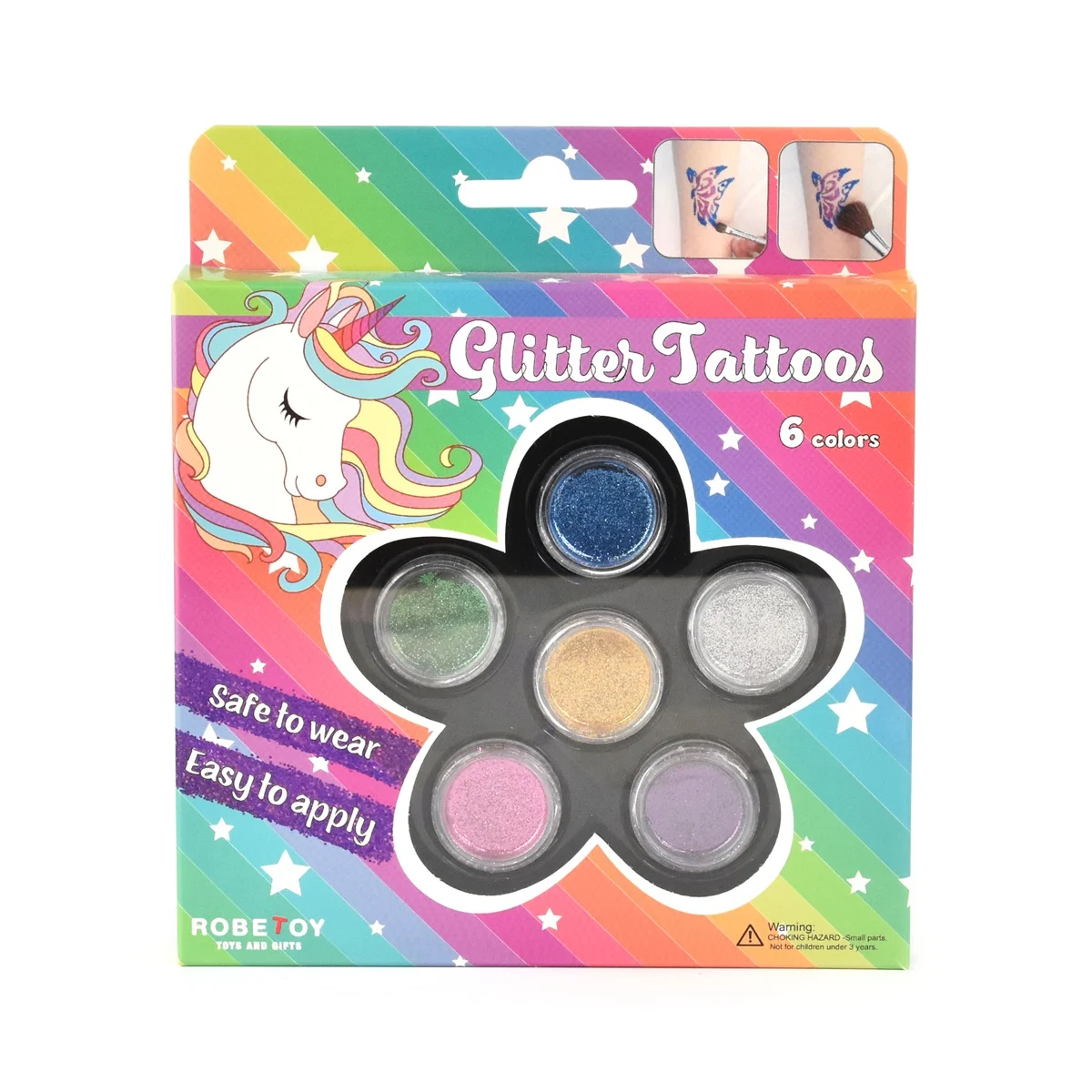 TATTOO GLITTER KIT 6 colors