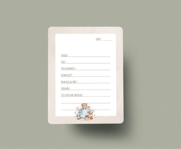 Milepælskort baby - nynorsk 