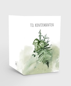 Kort m/konvolutt, Til konfirmanten - grøne blad - konfirmasjon - VRPrintogDesign Til konfirmanten - Design kort