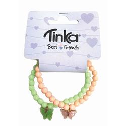 ARMBÅND 2STK ROSA/GRØNN PERLER SOMMERFUGL TINKA BEST FRIENDS 2stk, armbånd - Tinka