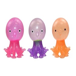 POCKET MONEY OCTOPUS GLITTER SQUEEZE BALL WITH SUCTION CUPS 1stk, farge overraskelse - Fidget Toys