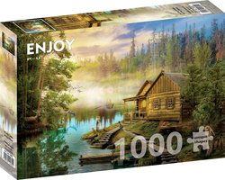 Enjoy puslespill 1000 A Log Cabin on the River - levering i Mai 1000 biter - Enjoy puzzle