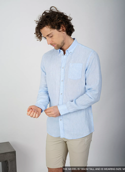 Pelle P Linen Shirt Sky Blue Melange - Pelle P