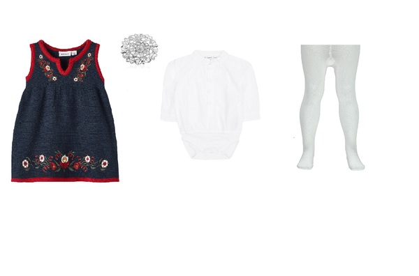 Baby strikket festdrakt pakke