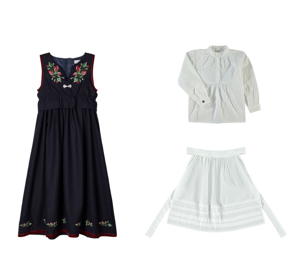 Festdrakt rød blomst med forkle