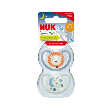 Nuk smokk space day&night, silikon 0-6mnd Løve - NUK