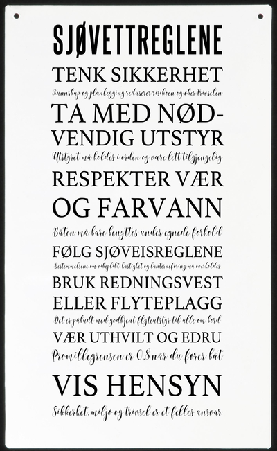 Skilt sjøvettreglene  beige - Børscompagniet