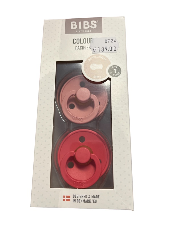 Bibs Smokk  Colour  2Pk Dusty Pink/Coral Natural Rubber Round Size 1