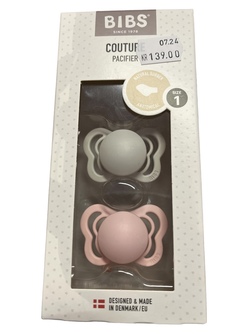 BIBS Couture 2pk Haze/ Blossom Natural Rubber Anatomical Size 1 Haze/Blossom - Bibs