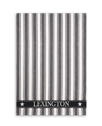 Icons stripet kjøkkenhåndkle m/vaffelstruktur, bomullstwill Black/White - Lexington