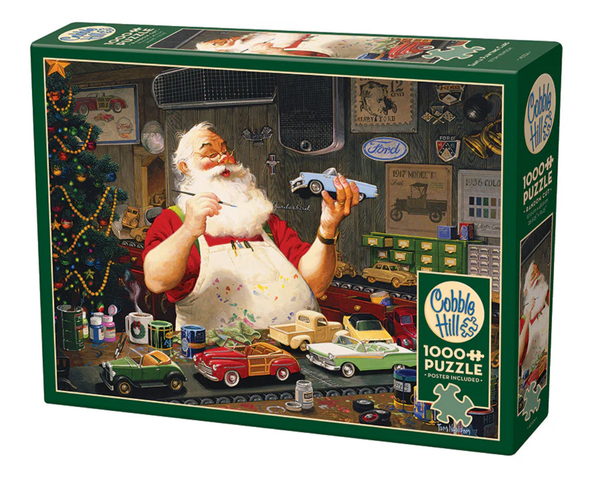 Cobble Hill Puslespill 1000 Santa Painting Cars 