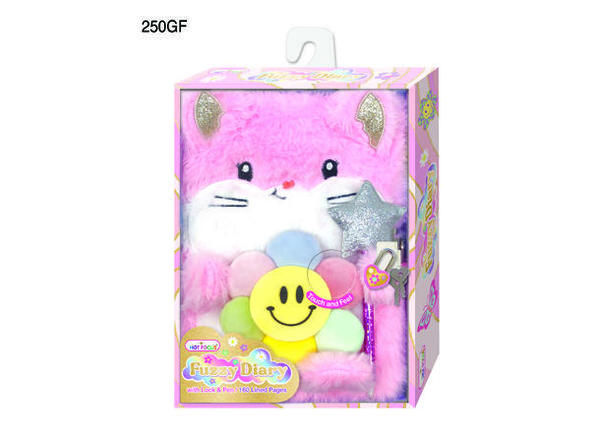 FUZZY DAGBOK I PLYSJ M/LÅS