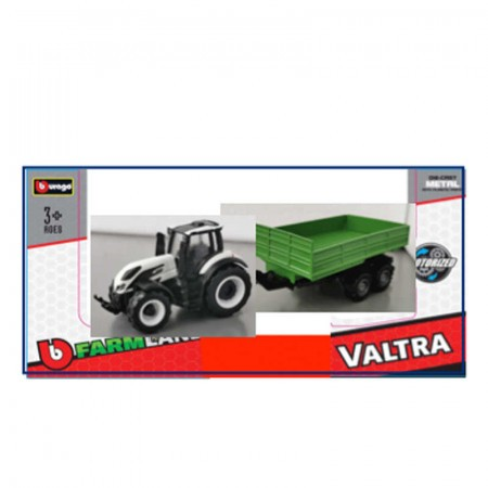 Burago 10cm Valtra M2Q Tractor With Tipping Trailer