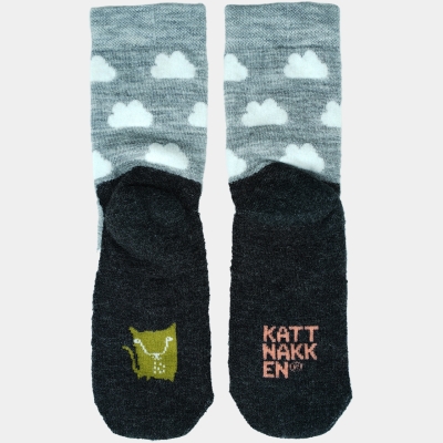 Ullsokker m/frote såle Grå melert