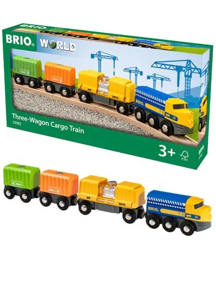BRIO World Godstog med 3 vogner - 7 deler - 33982