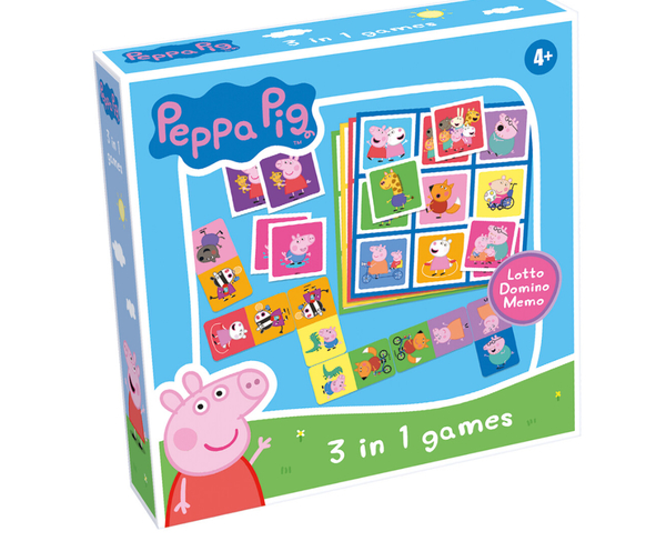 Peppa pig 3-i-1 spill - Lotto, memo og domino