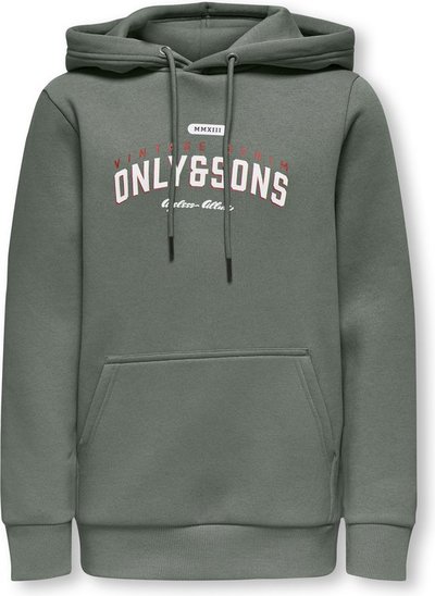 OSJCERES REG VINTAGE PRINT HOOD SWEAT  Castor Gray - Only and sons