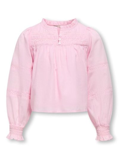 KOGESTHER L/S LADDER TAPE TOP WVN Roseate spoonbill - Kids Only 
