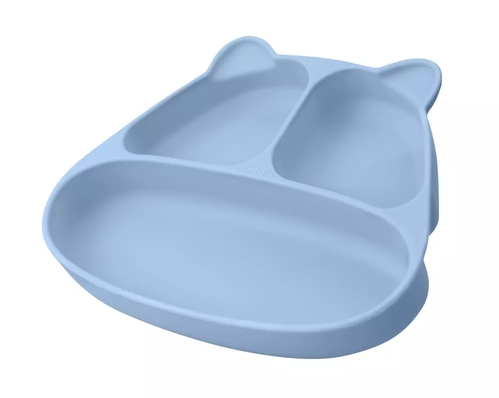 MOMBELLA PANDA SILIKON TALLERKEN MED SUGEFOT - LYS BLÅ LYS BLÅ - Mömbella