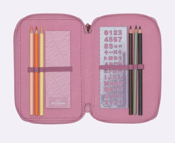 Beckmann Trelags pennal med innhold, Pink