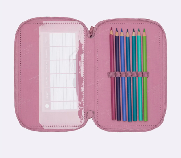 Beckmann Trelags pennal med innhold, Pink
