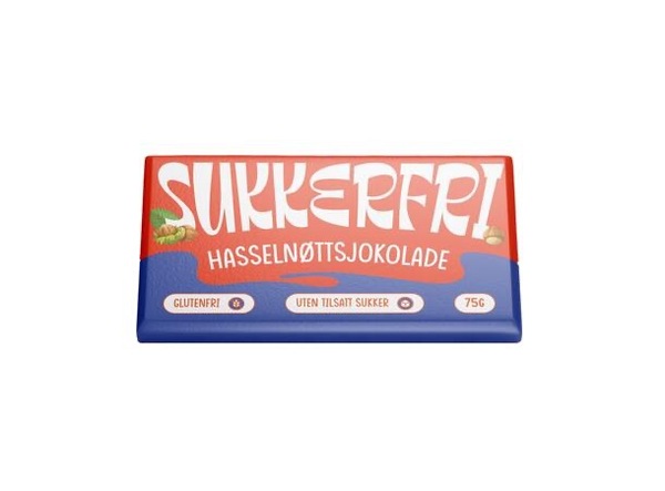 Sukkerfri Melkesjokolade m/Hasselnøtt 75g