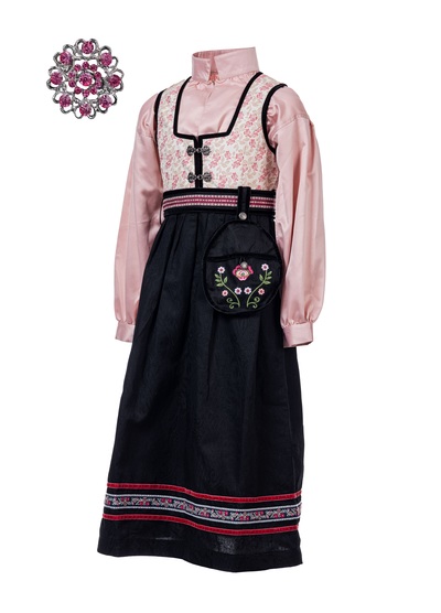 Oline Flower Festdrakt Silkebluse Veske Hvit med rosa silke - Salto