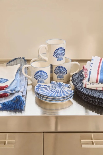 Skjellkrus i steintøy, hvit/blå ikke relevant - Lexington