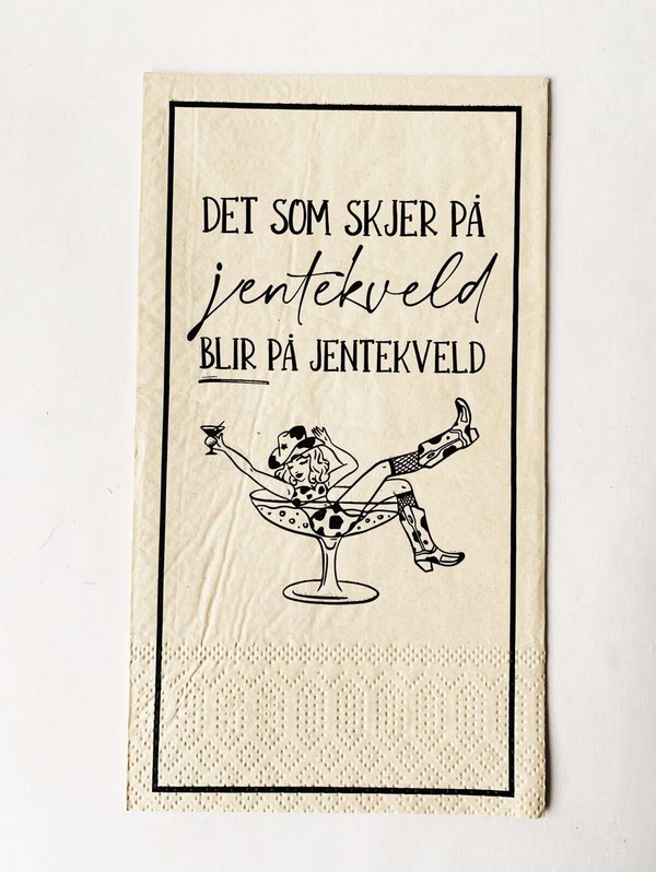 Serviett 33x40cm "Det Som Skjer På Jentekveld" 20stk