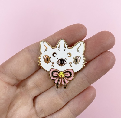 MagicalKitten pin - PINK  White - NorthernSpells