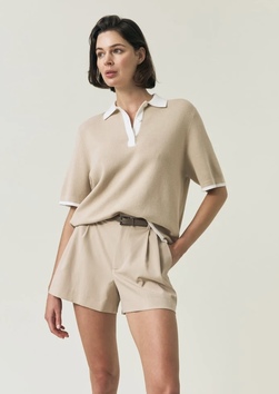 Full Milano Short Sleeve Knitt Beige - Lexington