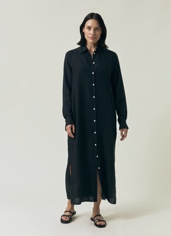 Long Linen Shirt Dress