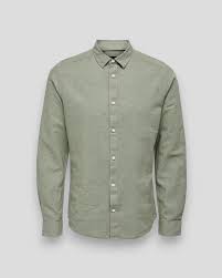 OSJCAIDEN LIFE LS SOLID LINEN SHIRT SWAMP - Only and sons
