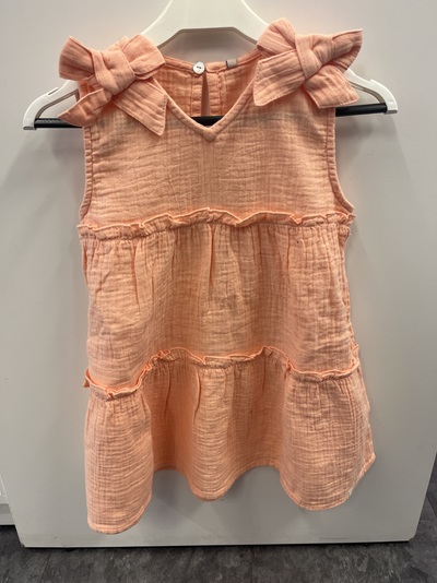 KMGPALM THYRA LIFE S/L O-NECK DRESS WVN Salmon - Kids Only 